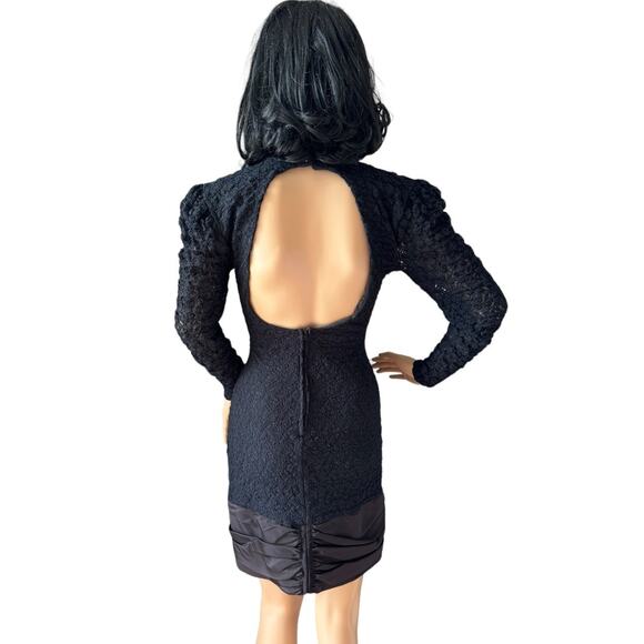 Vintage 80's Diamond's Run by Wayne Diamond sequin beaded black dress X-Small - Picture 3 of 16